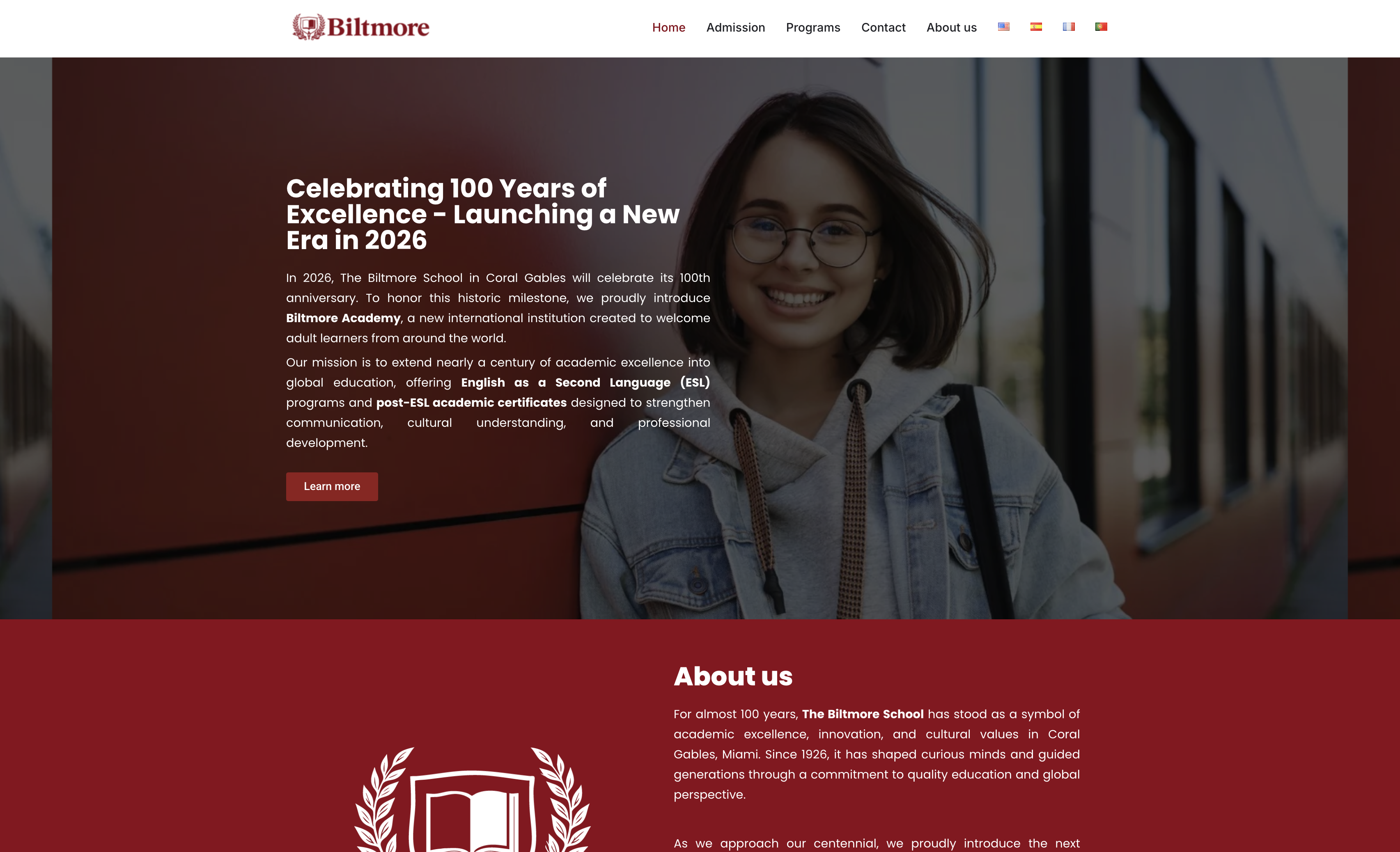 Web corporativa - Biltmore Academy