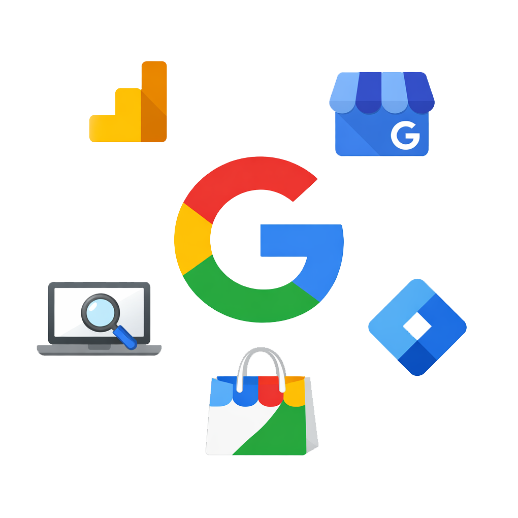 Google Suite (Analytics, Search Console, Merchant Center, Business Profile)